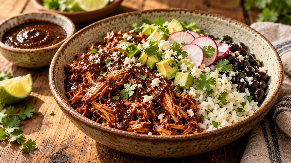 Mole-Spiced Chicken & Black Bean Rice Bowls