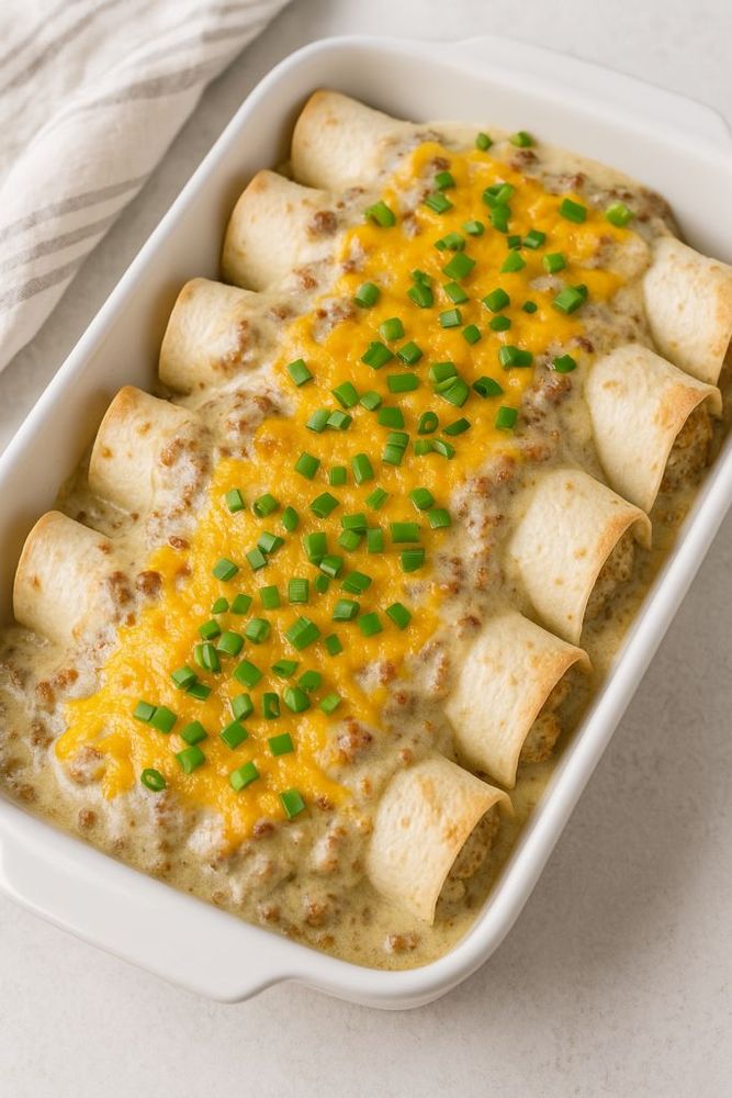 Southern Breakfast Enchiladas with Sausage Gravy