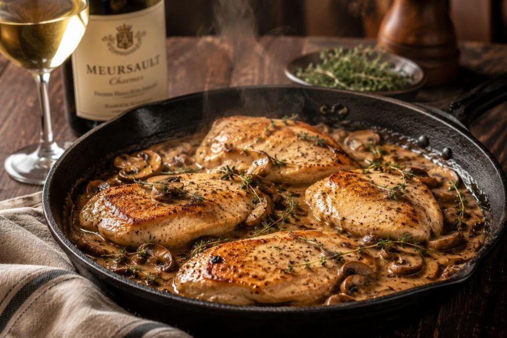 Skillet Chicken with Mushroom Wine Sauce
