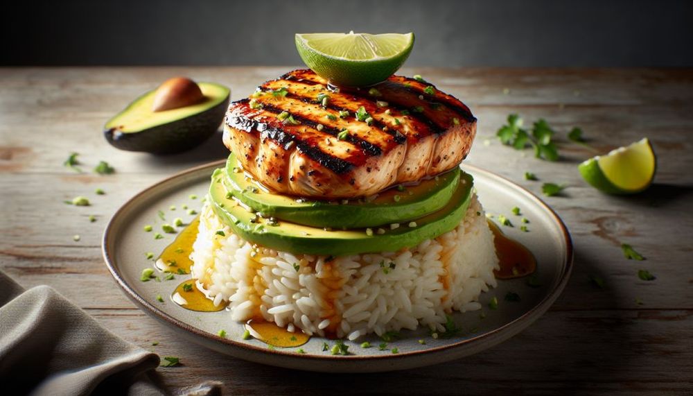 Honey Lime Chicken & Avocado Rice Stack