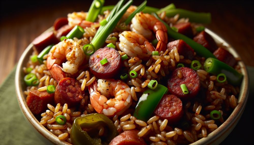 Cajun Dirty Rice with Shrimp and Sausage