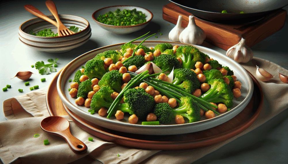 Garlic Broccoli Stir Fry with Chickpeas