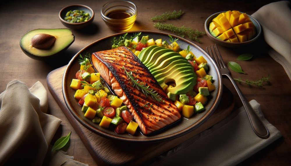 Jerk Salmon with Mango & Avocado Salsa