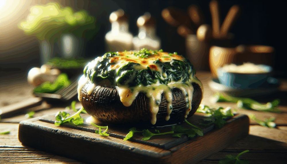 Spinach and Cheese Stuffed Portobello Mushroom