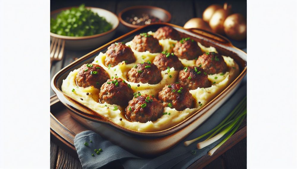 Meatball & Mashed Potato Bake
