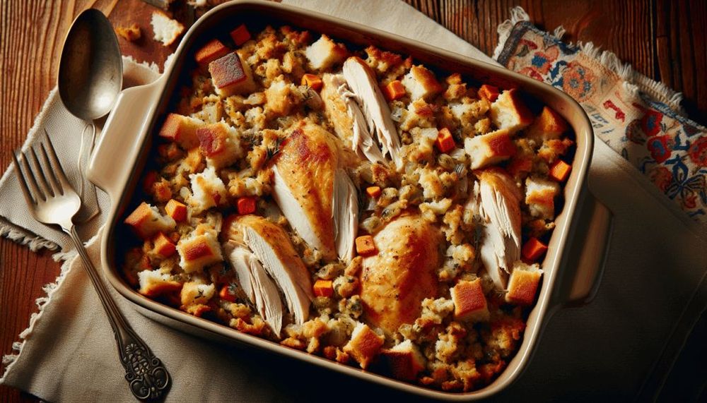 Rotisserie Chicken Stuffing Casserole