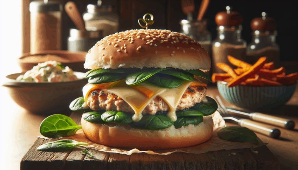 White Cheddar and Spinach Chicken Burgers