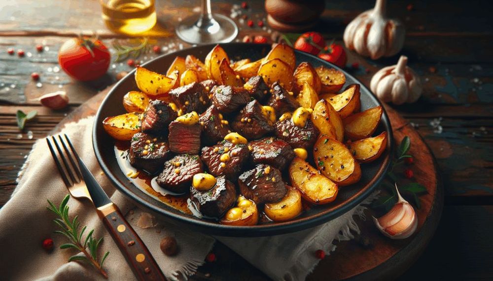Garlic Butter Steak Bites with Crispy Potatoes