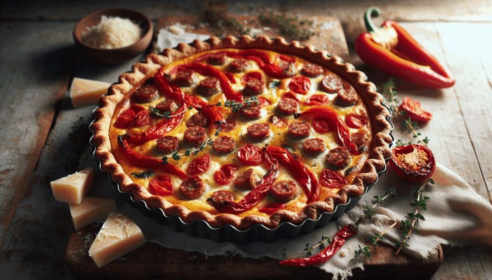 Roasted Red Pepper and Sausage Quiche