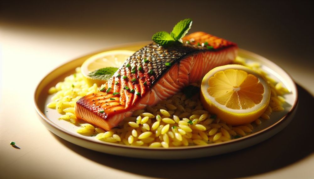 Salmon with Lemon Orzo