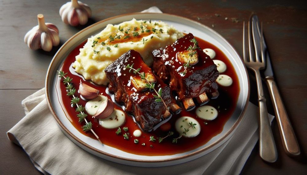 Braised Short Ribs with Red Wine & Garlic Mash