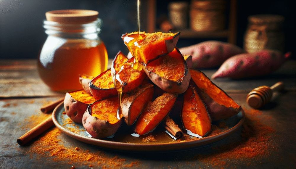Roasted Sweet Potatoes with Cinnamon & Honey