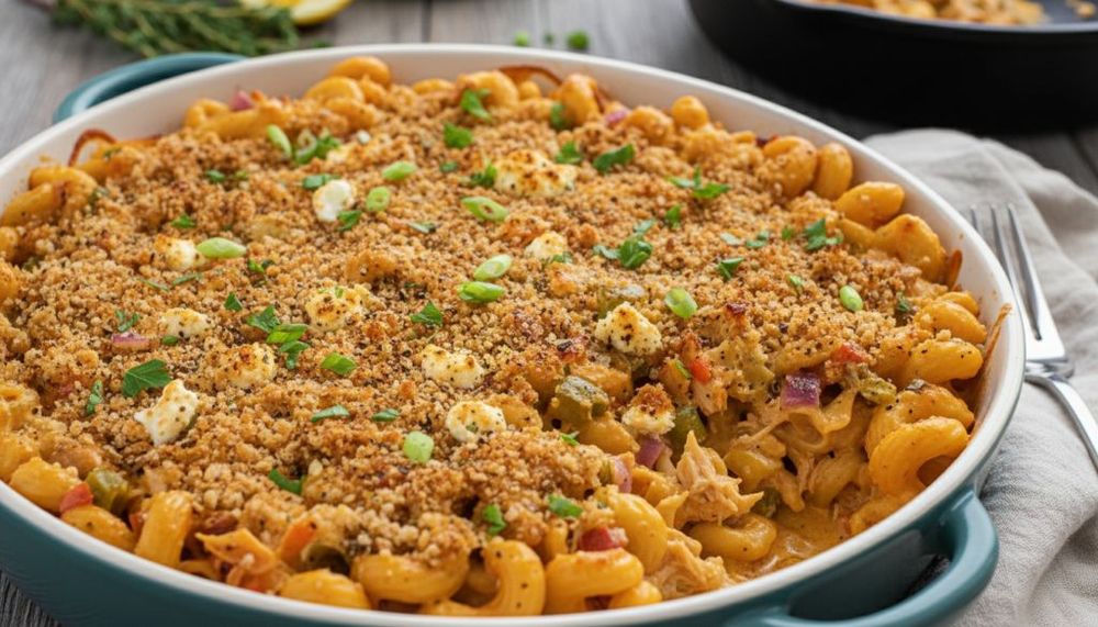 Cajun Cream Cheese Chicken Pasta Bake
