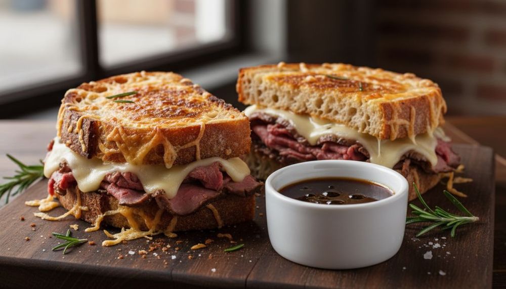 Crispy French Dip Grilled Cheese