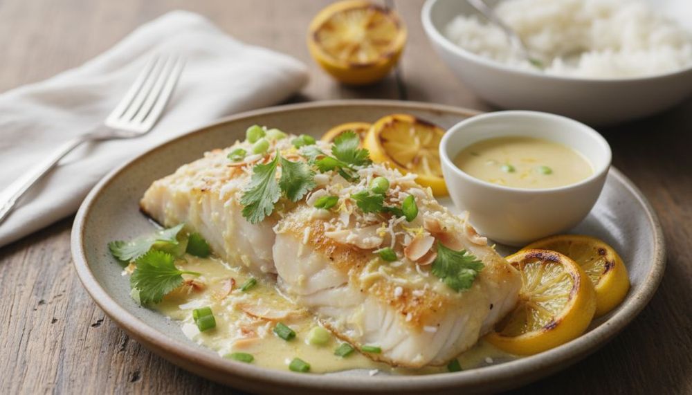 Baked Cod in Coconut Lemon Cream Sauce