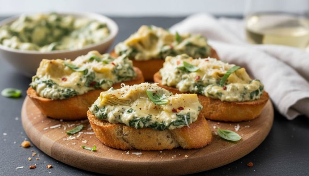Spinach Artichoke Crostini