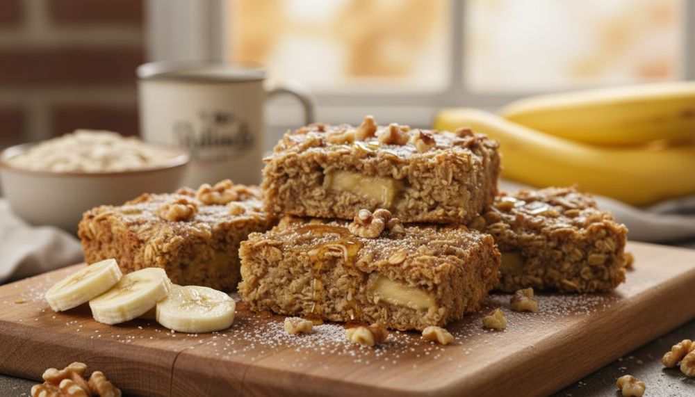 Banana Walnut Baked Oatmeal Bars
