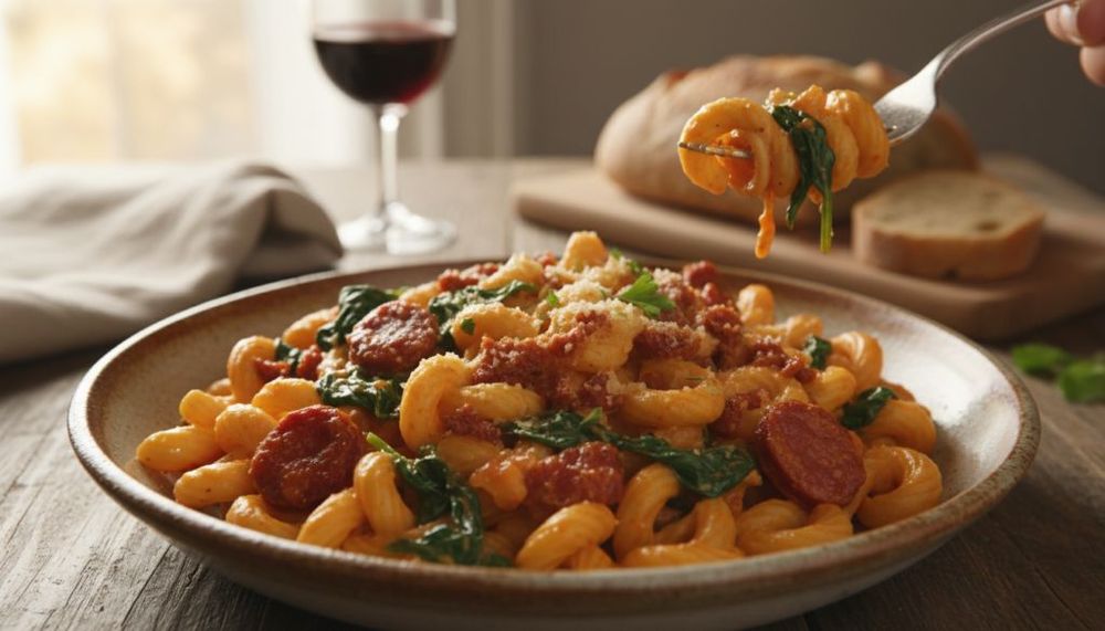Creamy Chorizo & Spinach Pasta