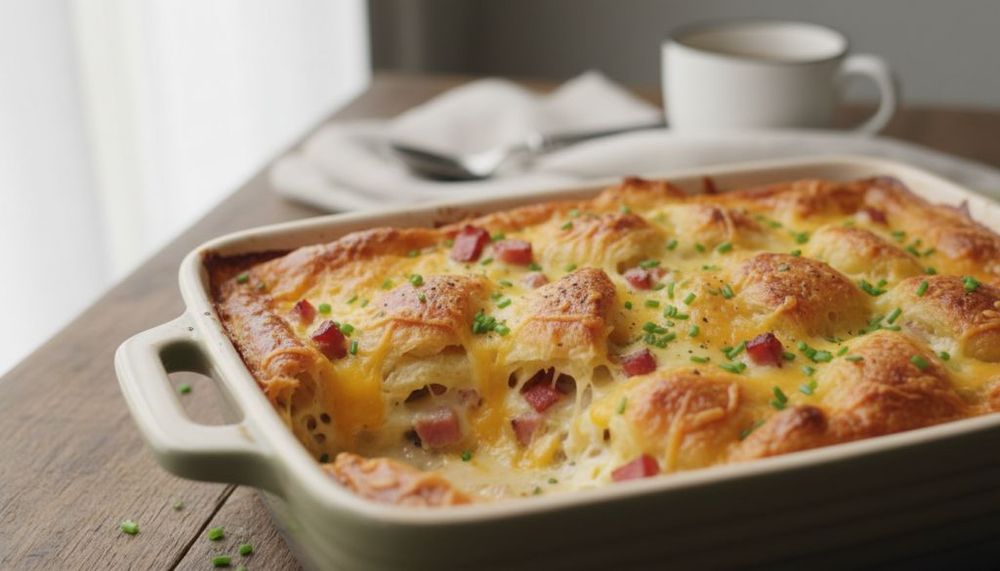 Smoked Ham & Cheese Croissant Casserole