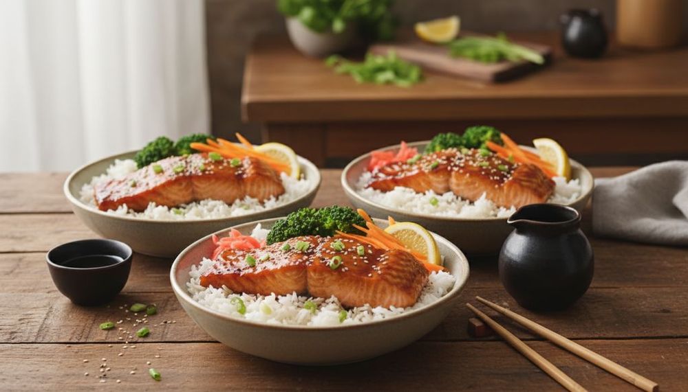 Teriyaki Salmon Rice Bowls