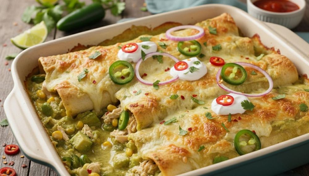 Spicy Avocado Chicken Enchiladas