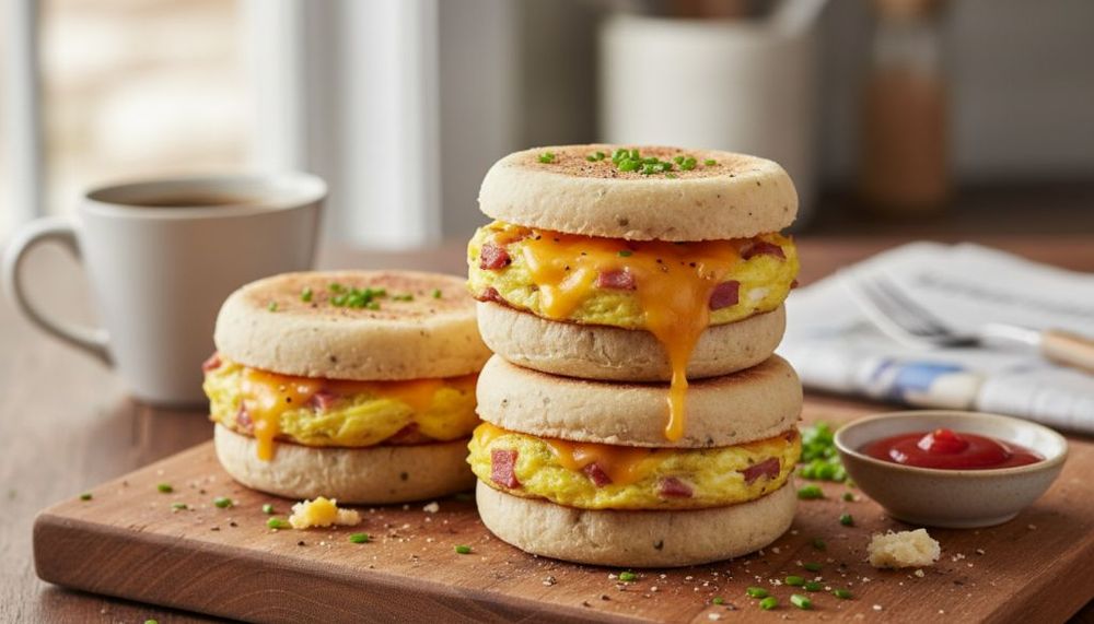 Ham & Cheddar Egg Muffin Sandwiches