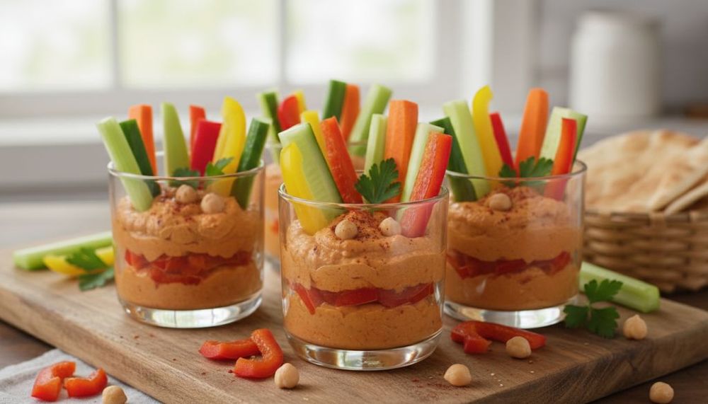 Roasted Red Pepper Hummus & Veggie Cups
