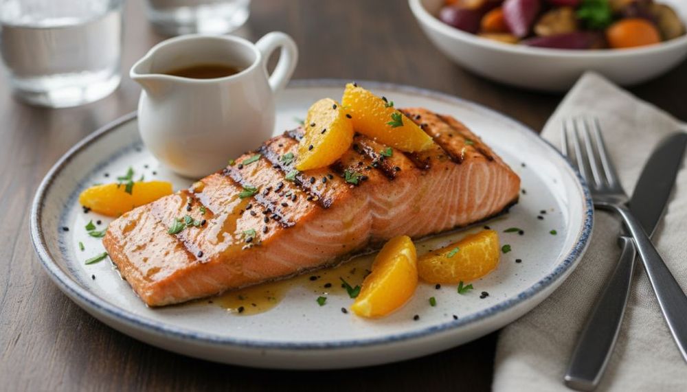 Grilled Salmon with Orange Maple Glaze