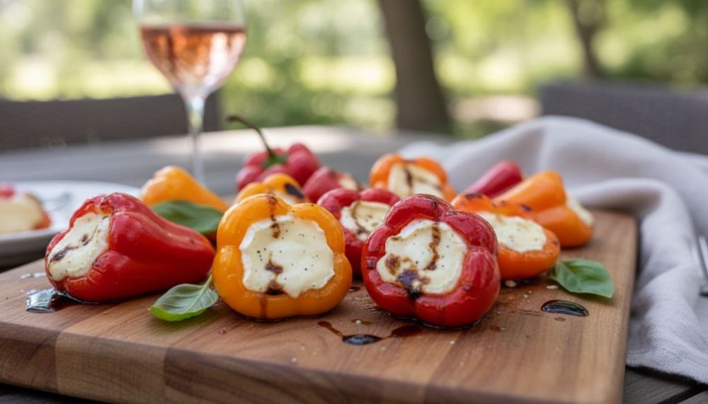 Grilled Mini Sweet Peppers with Goat Cheese