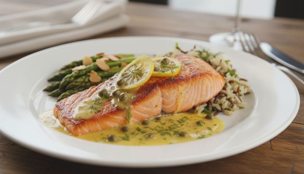 Pan-Seared Salmon with Lemon Caper Butter Sauce