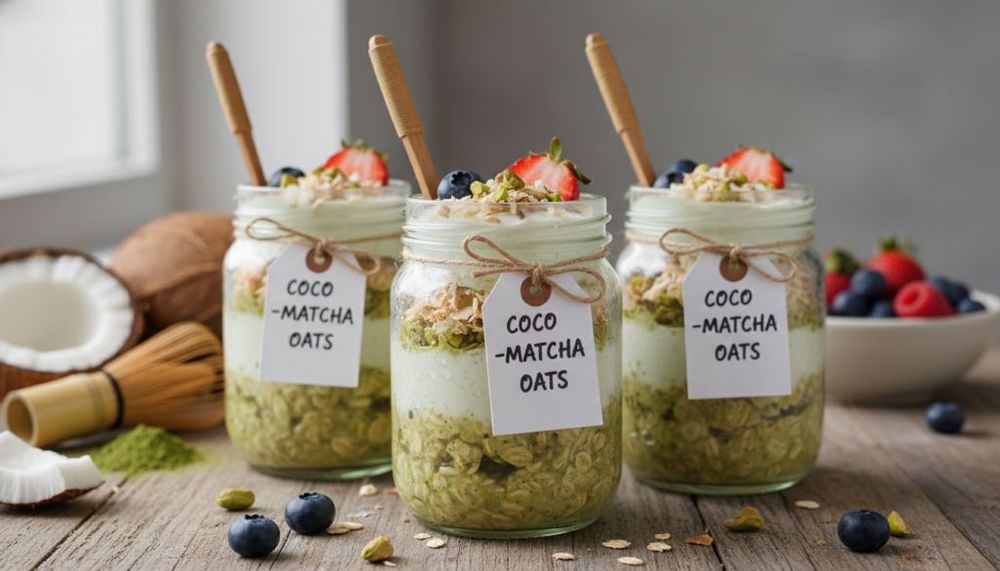 Coconut Matcha Overnight Oat Jars