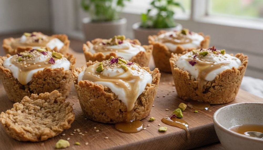 Honey Tahini Baked Granola Yogurt Cups
