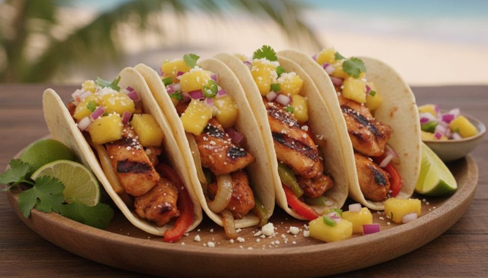 Hawaiian Chicken Tacos with Pineapple Salsa
