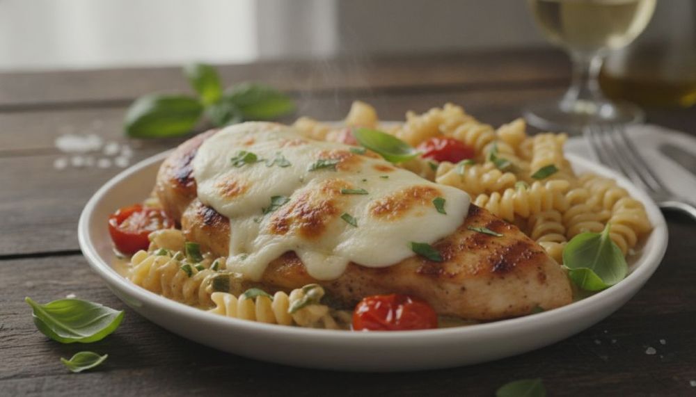 Mozzarella Chicken in Basil Cream Sauce