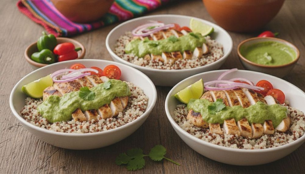 Peruvian Green Sauce Chicken & Quinoa Bowls