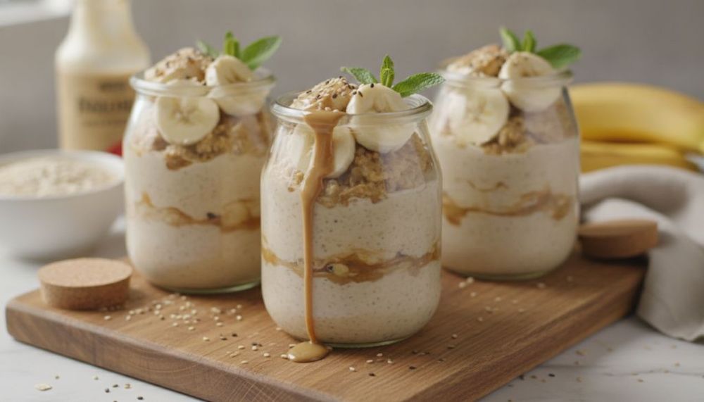 Tahini Banana Overnight Oat Jars