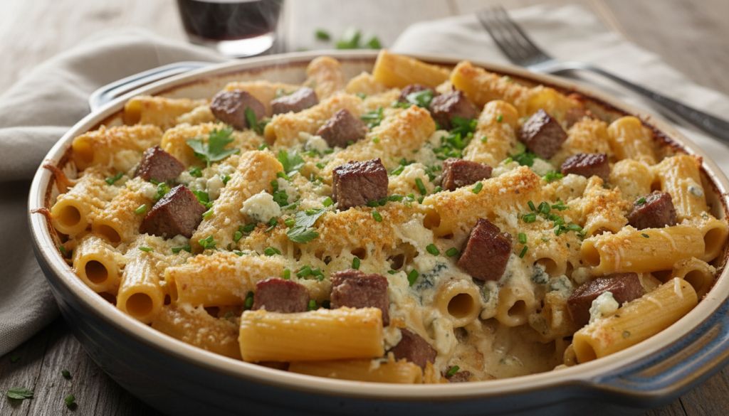 Steak & Blue Cheese Rigatoni Bake