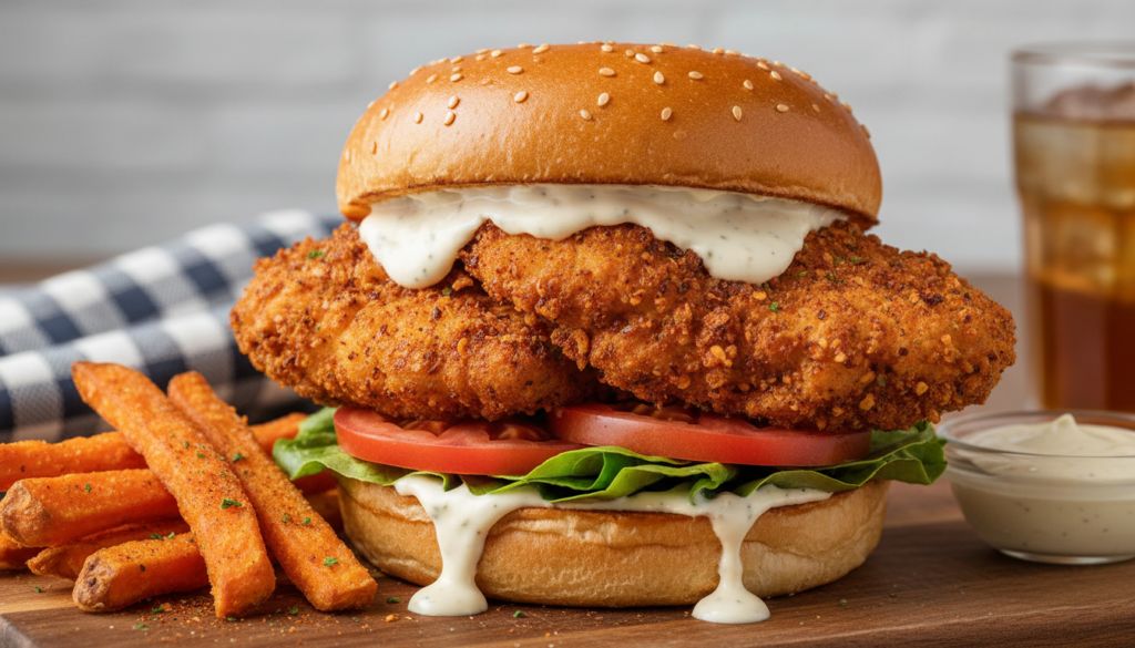 Cajun Crispy Chicken Sandwich with Garlic Aioli