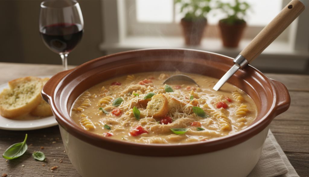 Crock Pot Creamy Chicken Parmesan Soup
