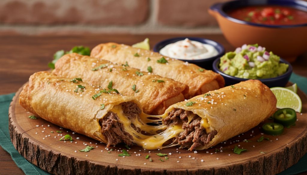 Beef and Cheese Chimichangas