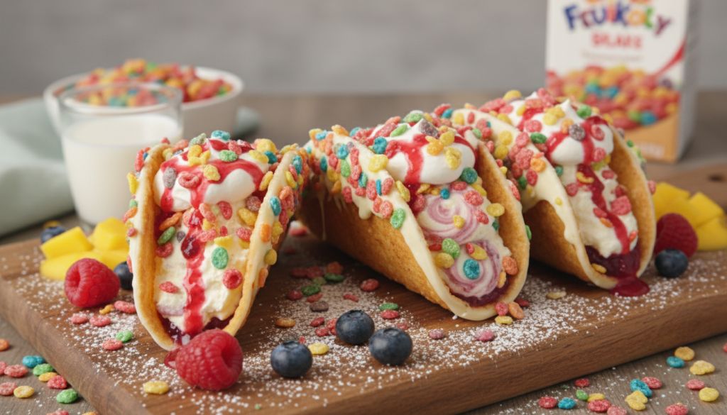 Fruity Pebbles Cheesecake Tacos