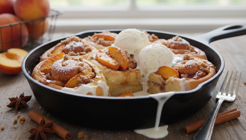 Peach Cobbler Cinnamon Rolls