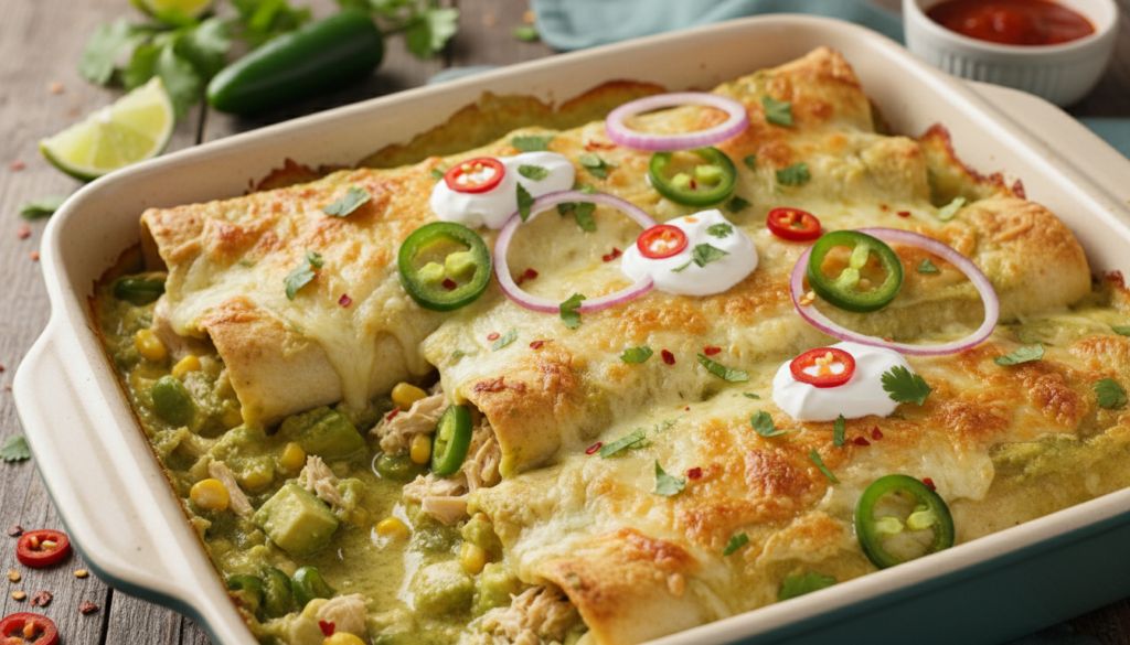 Spicy Avocado Chicken Enchiladas