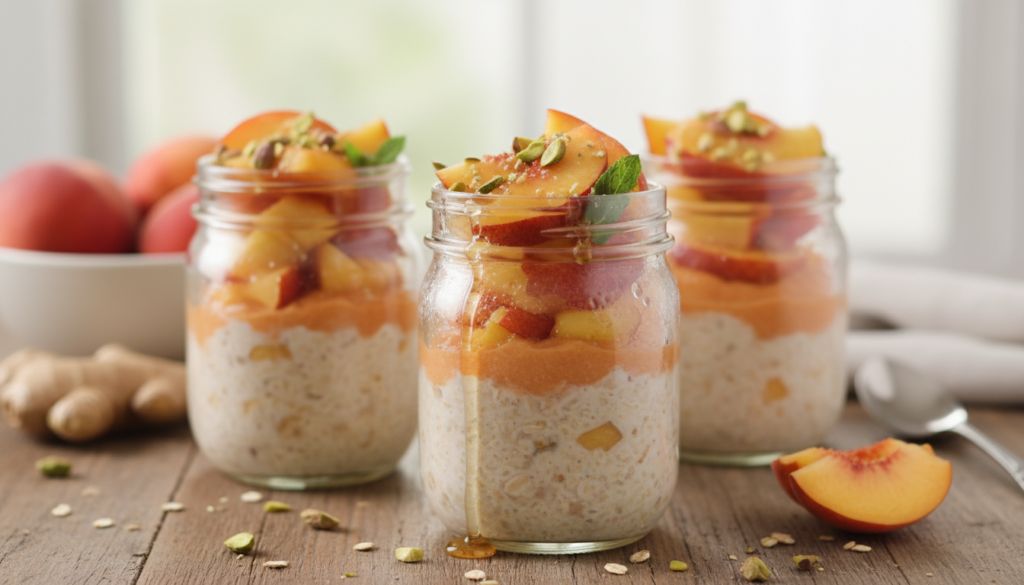 Peach Ginger Overnight Oat Jars