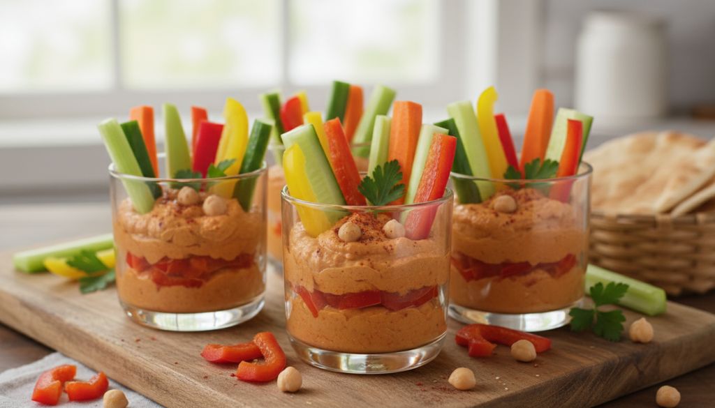 Roasted Red Pepper Hummus & Veggie Cups