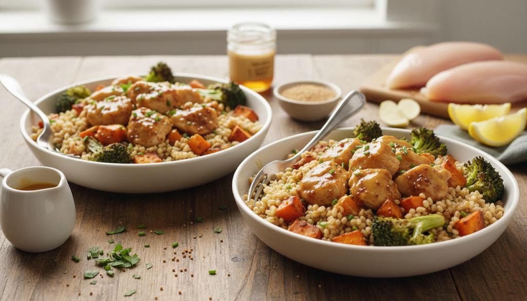 Honey Mustard Chicken & Farro Bowls