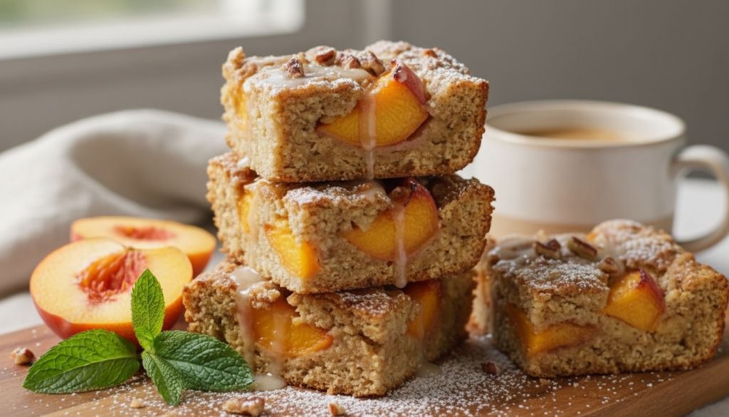 Brown Butter Peach Baked Oat Squares
