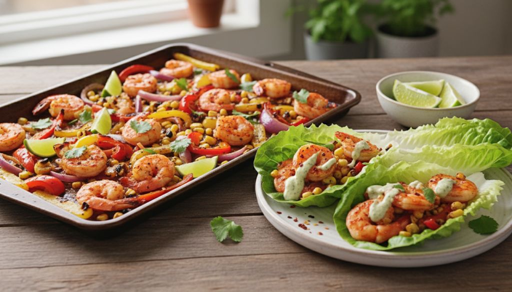 Sheet Pan Chili Lime Shrimp Lettuce Wraps