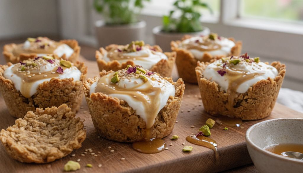 Honey Tahini Baked Granola Yogurt Cups
