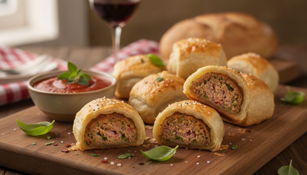 Mini Italian Sausage Rolls with Puff Pastry